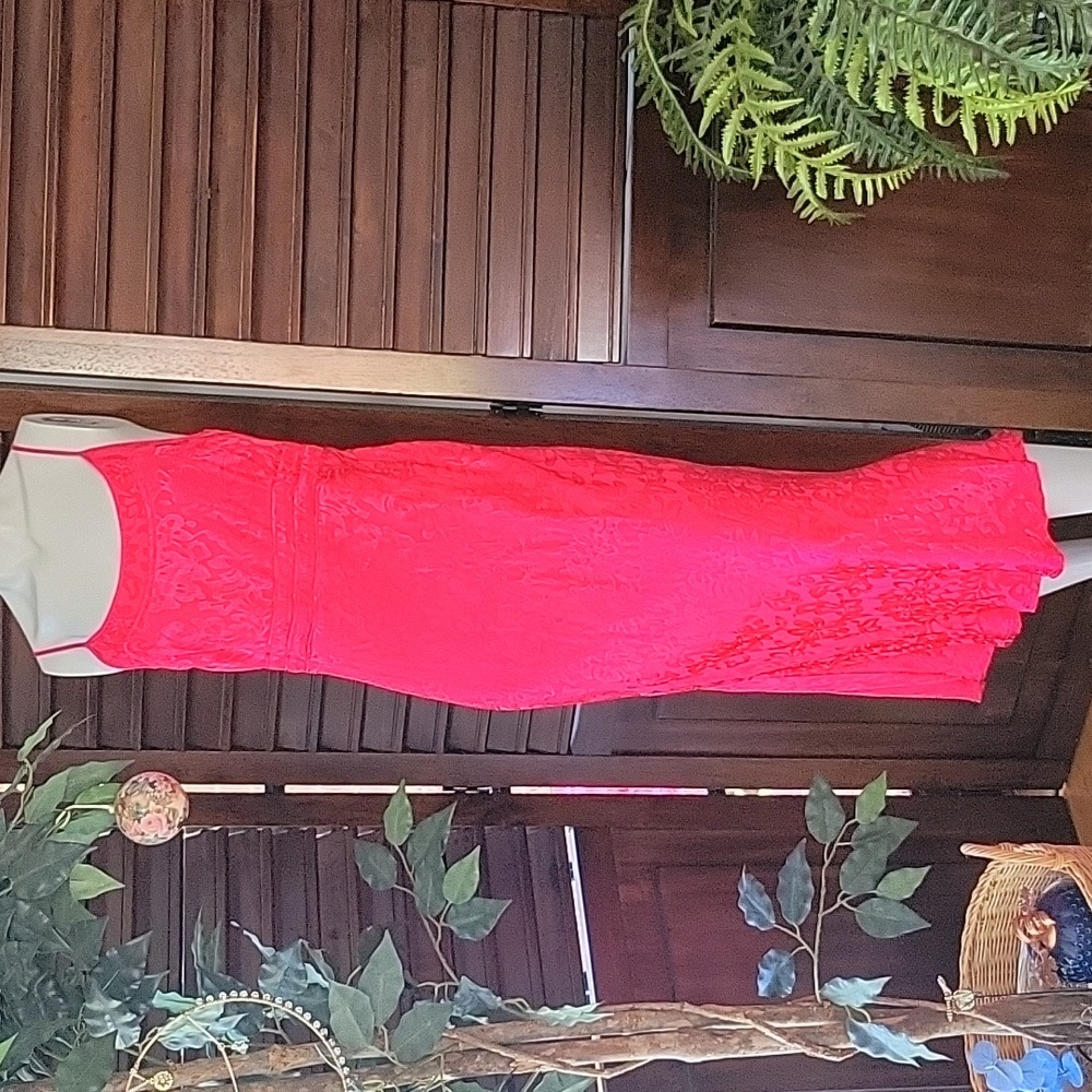 Privacy Please Red Slip Dress Slinky Lingerie Sundress Spaghetti Strap Medium